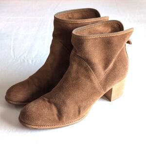 Aquatalia Italian Made Brown Suede Leather Heeled Boots Women's Size 11